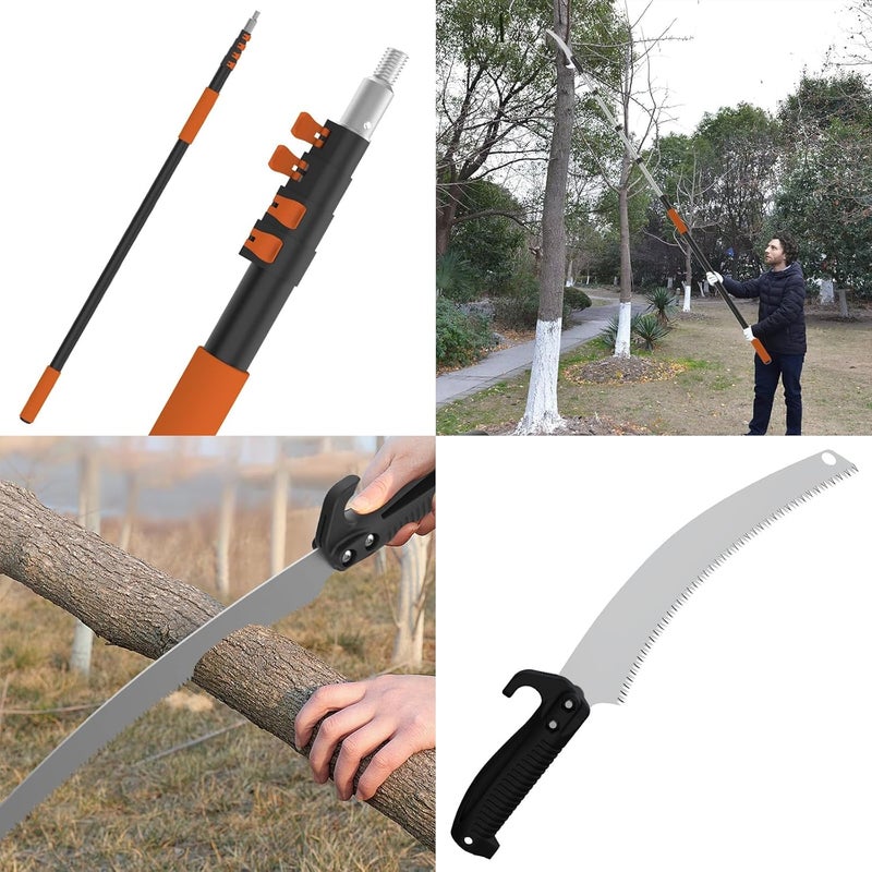 AgiiMan 15FT Reach Pole Saws for Tree Trimming, Pole Saw with 3-12FT Telescoping Extension Pole, Pruning Saw with 19" 3X Detachable Saw, Non-Slip Handle, Tree Trimmer for Garden Palms Shrubs - Image 5